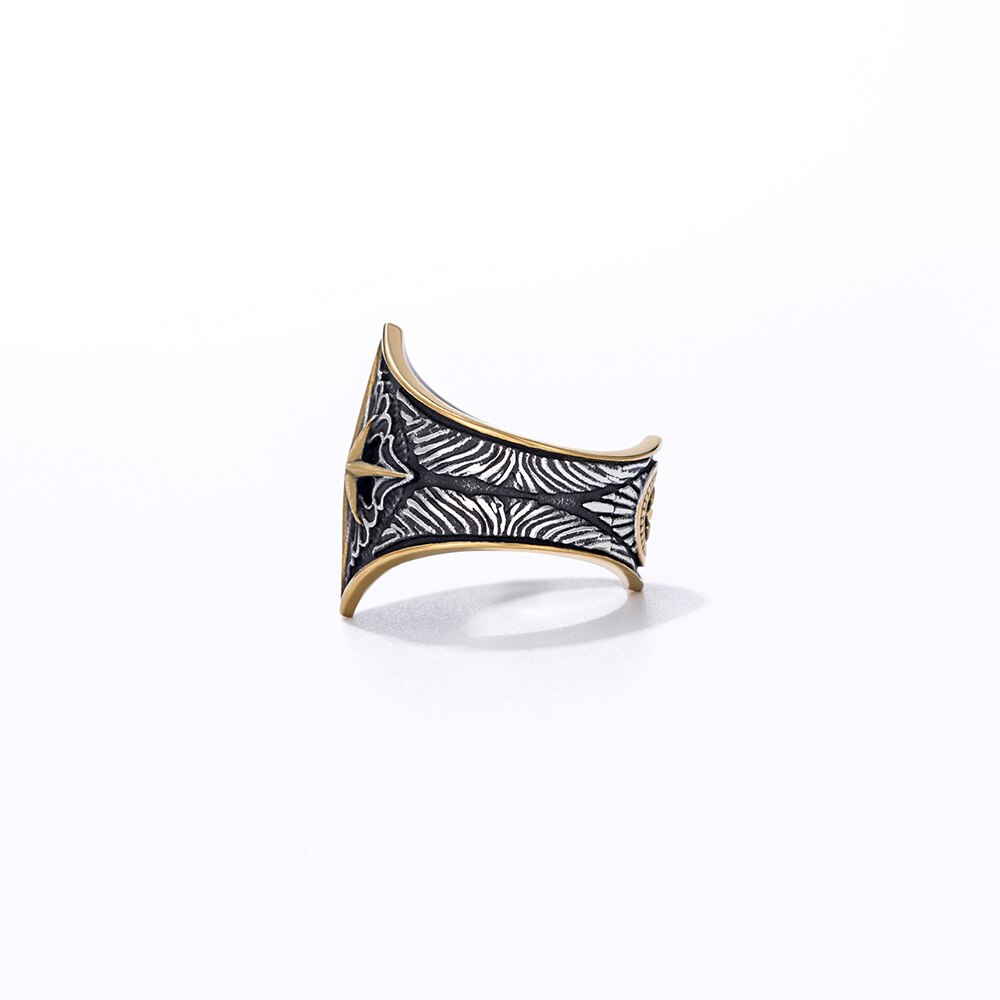 Rvs Acht Hoek Ster Vinger Ring Deel Goud Kleur Cool Titanium Uniqu Glad Party Sieraden