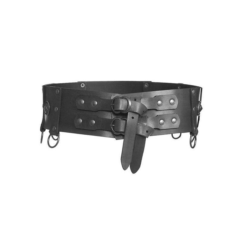 Cinturón de cuero ancho para hombre y mujer, accesorio de cintura para disfraz de poeta Steampunk de la Edad Media vikingo Vintage, Medieval, Larp, Elf, Ranger: Black