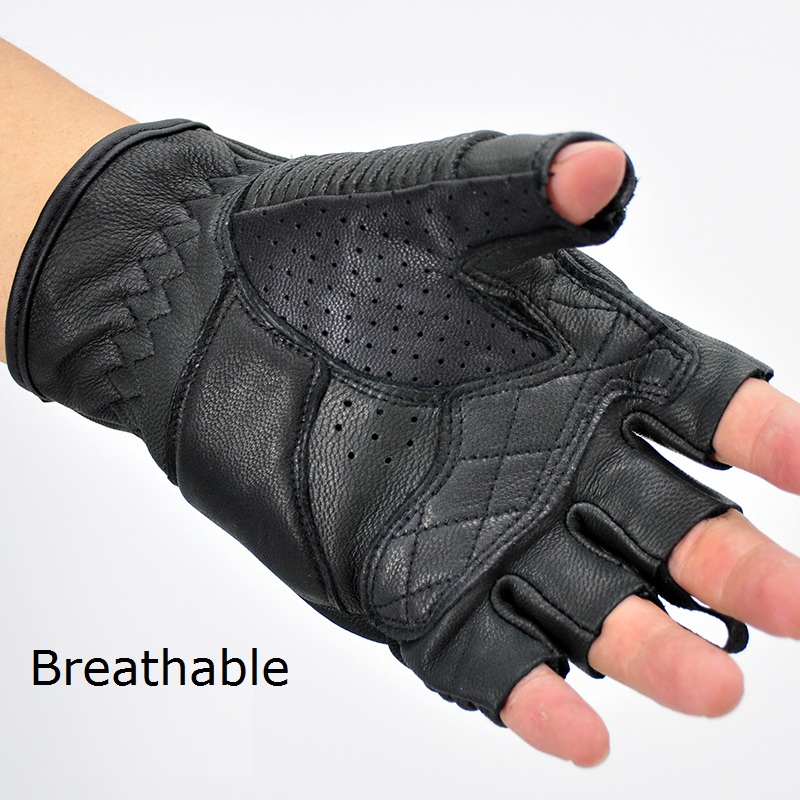 Guantes de cuero para MOTO y niño, guantes de medio dedo para motociclismo y motocross