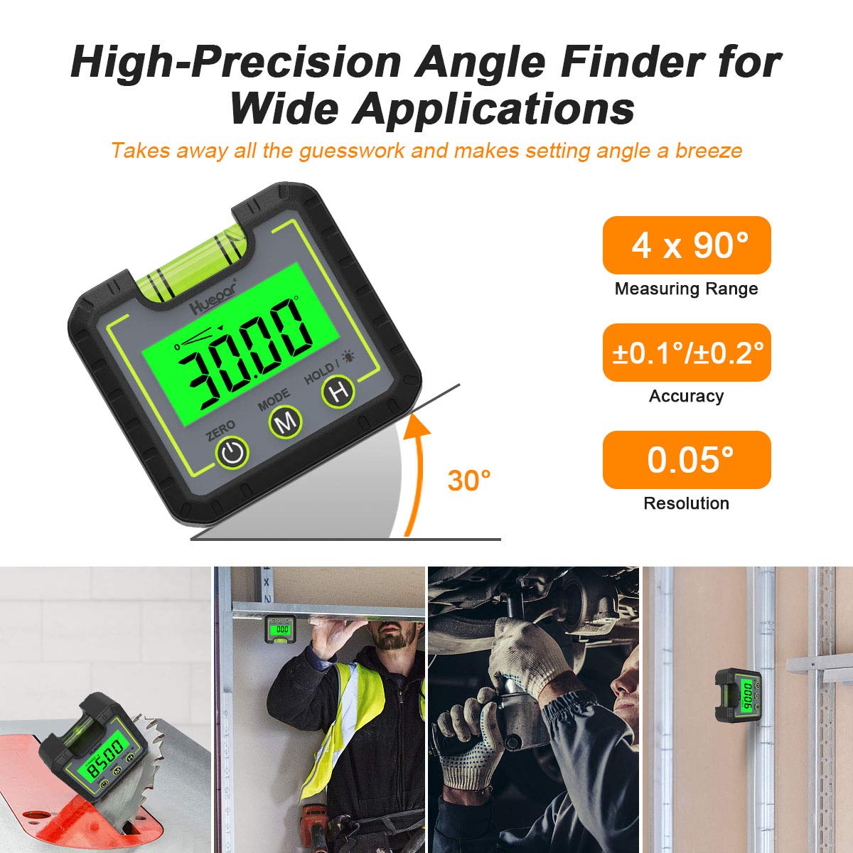 Huepar Digitale Inclinometer Level Box Gauge Hoek Meter Finder Elektronische Gradenboog Backlight Lcd Bevel Gauge Meetinstrumenten