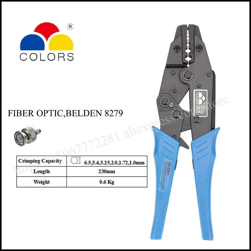 eurpoean style HS-02H1 Ratchet crimping plier fiber optic belden 8279 RG55,58,59,8X,142,140,174,210,223,303,400 connector tool