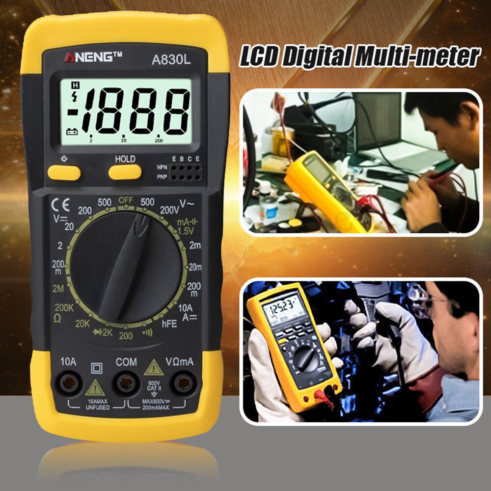 Digital Multimeter Voltmeter Ammeter ESR Meter Mini Multimeter Multi Meter AC/DC Volt DC Current On and off Tester