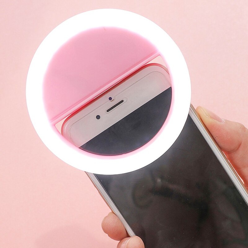 Women LED Selfie Light Clip Ring Flashlight For Mobile Phones USB Rechargable 3 Modes Lightning Girl Selfie Lamp