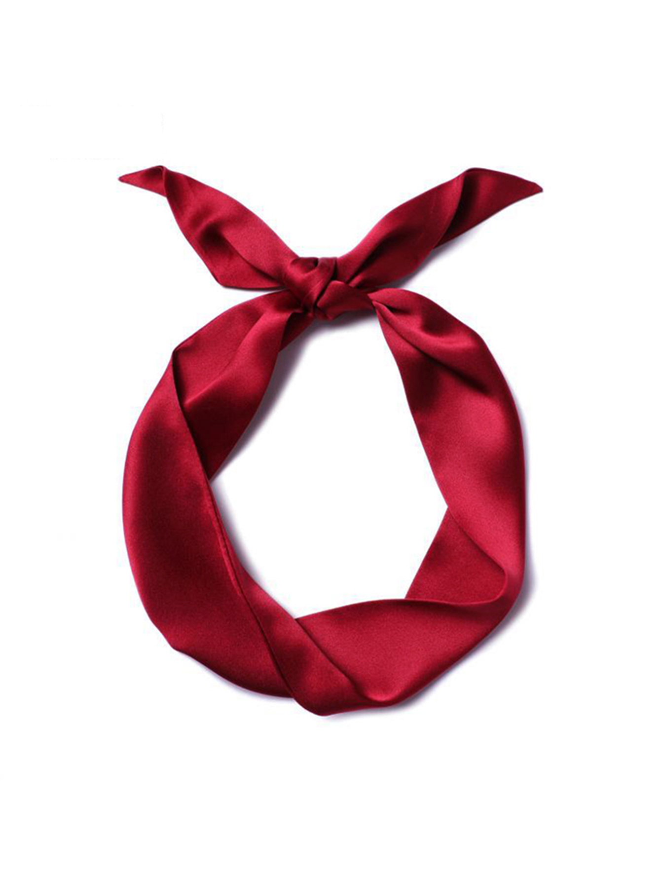 Mulher lenço de seda magro longo tira de cabelo fita de seda pequeno pescoço cachecóis saco alça fita lenço senhoras gravata 4cm * 90cm: Vinho Tinto