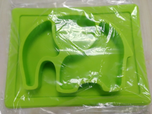 Bpa fri skridsikker baby silikone plade elefant til børn todller børn, i ét stykke silikone børn plade: Lysegrøn