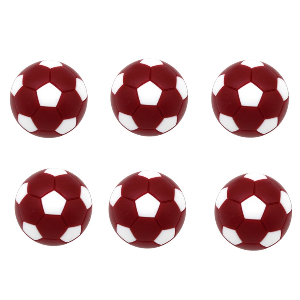 6 pakke sports fodboldbold udskiftningskugler - mini fodboldkugler bordfodboldkugler 32mm -  flere farver: Mørkerød