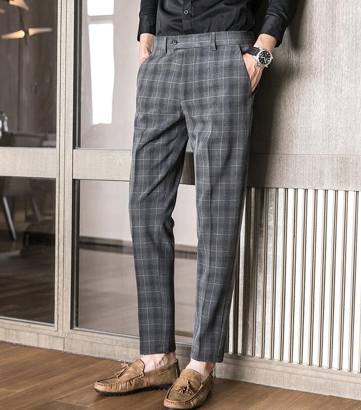 hommes robe Pantalon Plaid affaires décontracté – Grandado