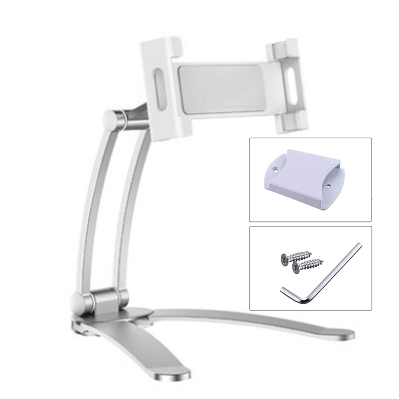 SMOYNG supporto da tavolo per Tablet da cucina in lega di alluminio supporto pieghevole per iPhone iPad Pro Mipad staffa per montaggio a parete: silver