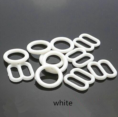 120 sets plastic bh-bandjes, verstelbare gespen, ringen, schuifjes, haken, 0 8 invisiblegarment lingerie, 15mm 0.59 zwart wit transparant