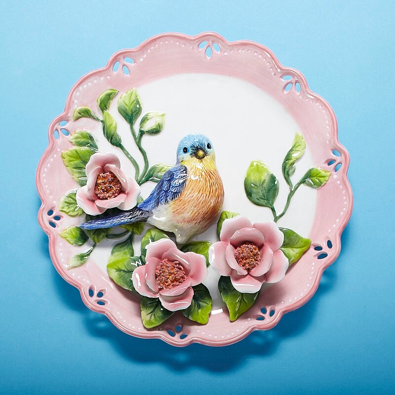 Assiette décorative Vintage 3D en forme d'oiseau, décoration murale suspendue, peinte à la main, en céramique, idée de pour la maison et le salon
