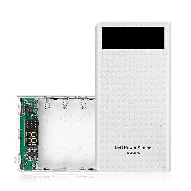 QC3.0 7X18650 Usb Type C Power Bank Batterij Lader Case Diy Box Shell 5V Power Houder Lcd 7*18650 Voor Mobiele Snel Opladen: White No Battery
