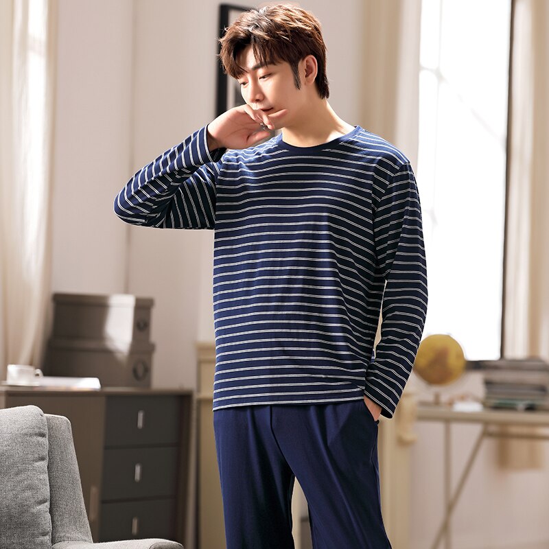 Herre pyjamas sæt blødt langærmet 2 stk nattøj jakkesæt mænd sove tøj nat hjemme wear afslappet pyjamas pyjamas hombre