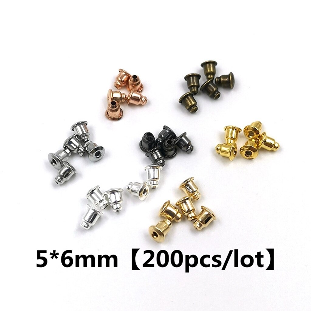 200 Pcs/Lot Bullet Earring Backs PlugDIY Blocked Caps Earring Accessories Stopper Scrolls Jewelry Findings