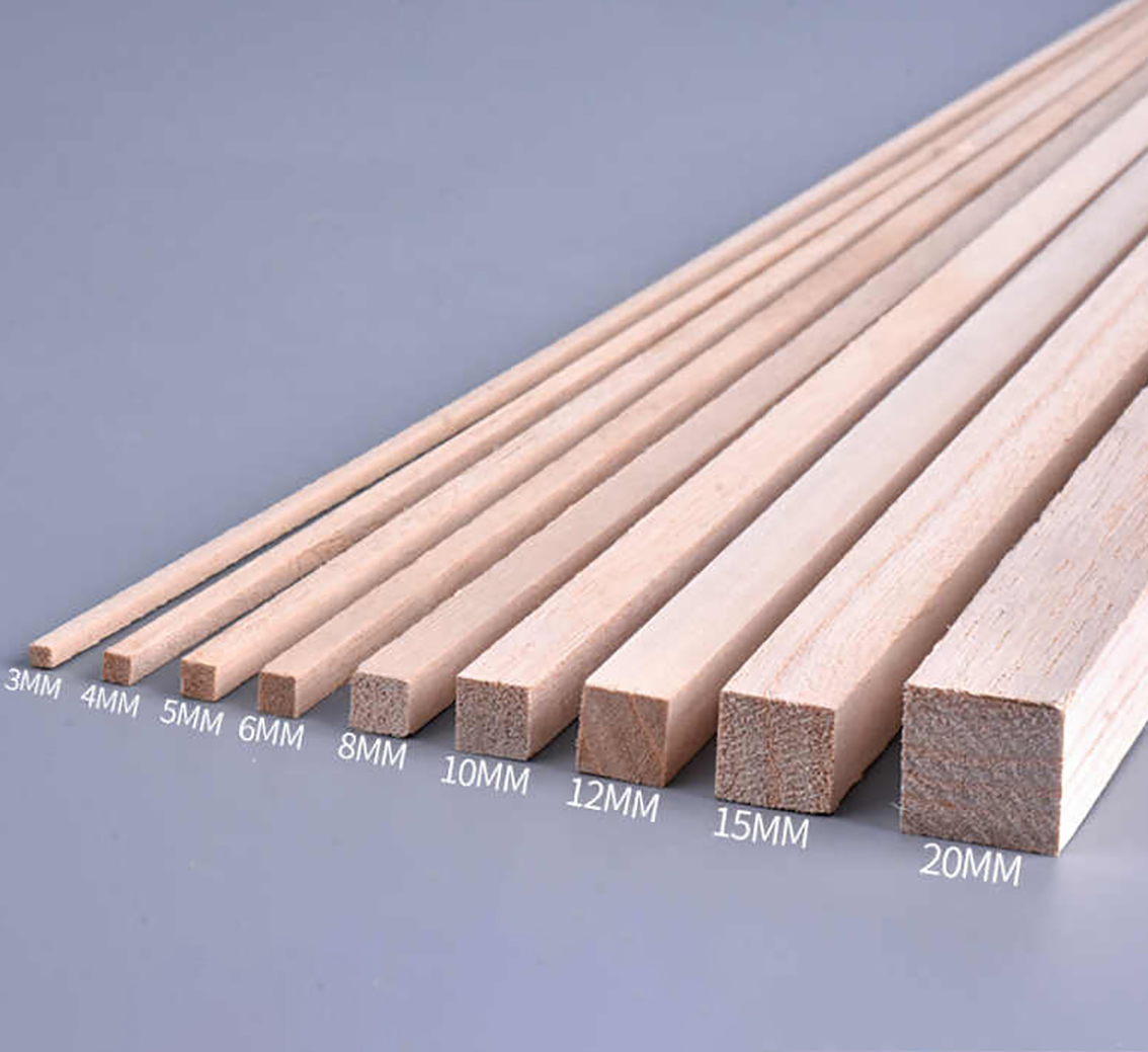 Länge 250 mm, massiver quadratischer Holzstreifen, kleine HolzstäSein, DIY-Modell, Material, Handwerk, Dekoration, Herstellung von Teilen, 2/3/4/5/8/10/12/20 mm