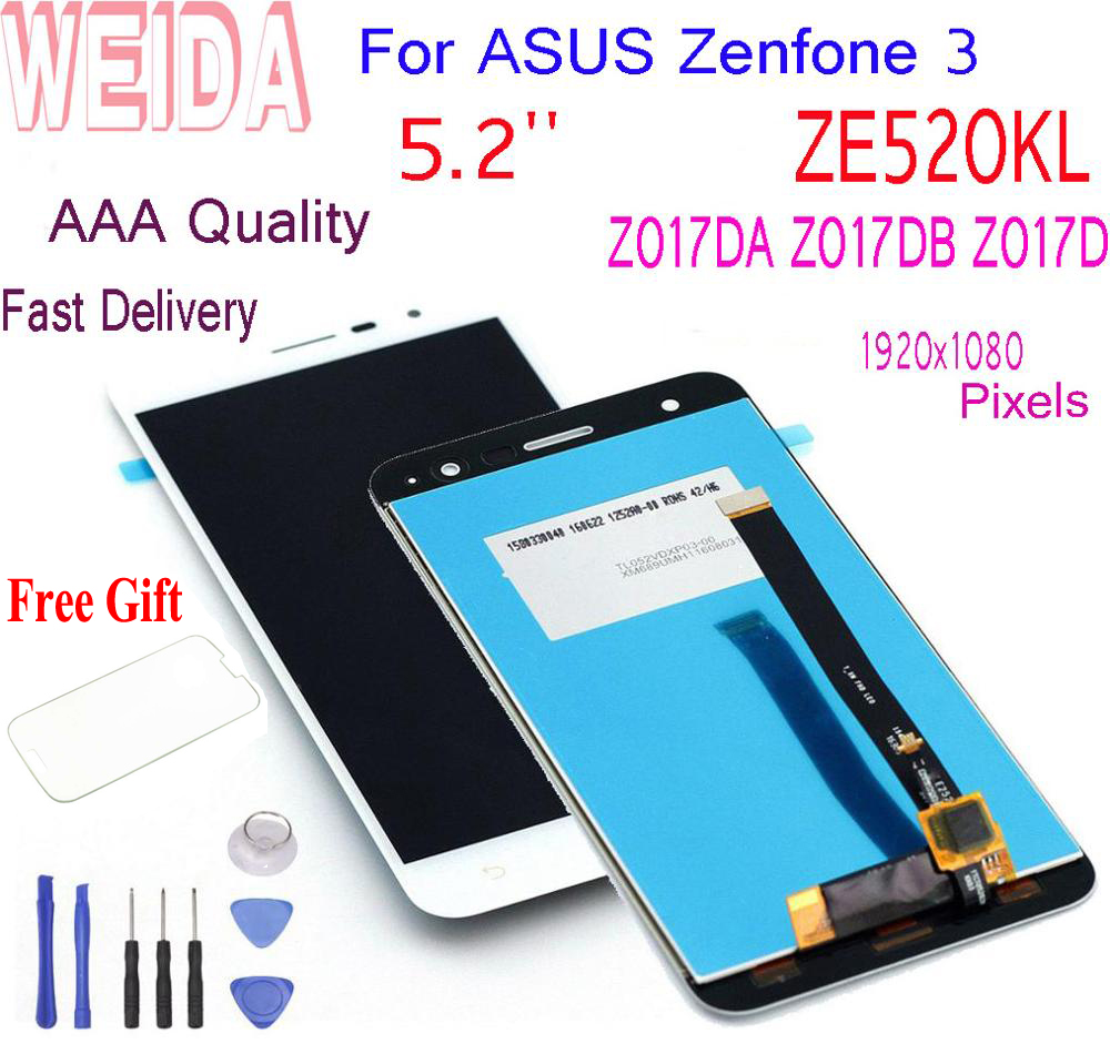 WEIDA 5.2 "Für ASUS Zenfone 3 ZE520KL Z017DA Z017DB Z017D LCD Display Touchscreen Digitizer Montage + Rahmen Mit werkzeuge ZE 520KL