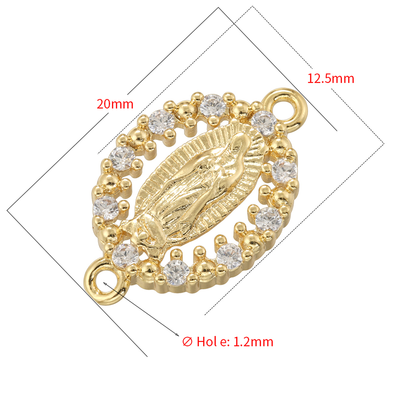 ZHUKOU-Colgante católico de la Virgen María de latón chapado en oro, manualidades con agujeros dobles, accesorios para collar y pulsera DIY: Chapado en platino