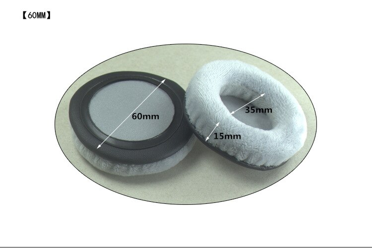 Allgemeine Grau Samt Schaum Ohr Pads Kissen 60 65 70 75 80 85 90 95 100 105 110 115 120MM für SONY für Sennheiser Kopfhörer: 60mm