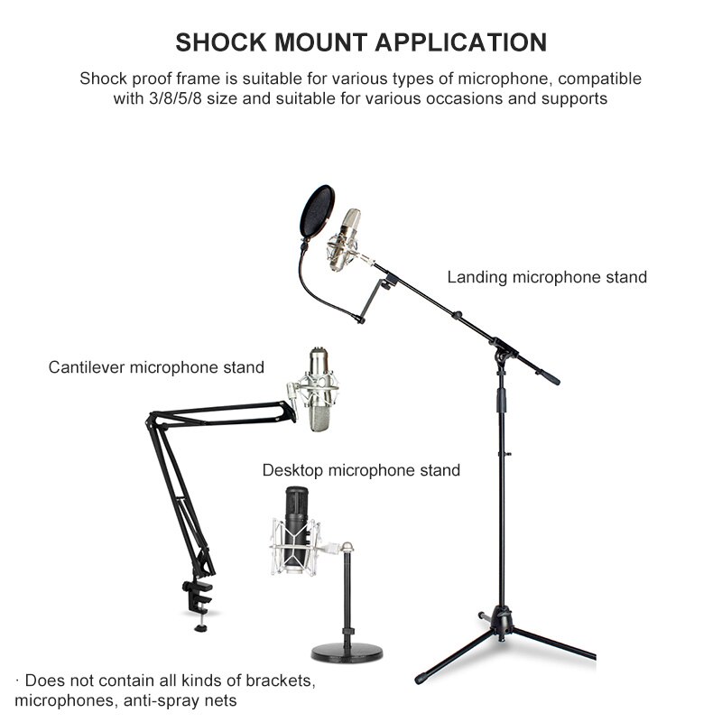 Microfoon Metalen Shock Mount Clip Shockproof Studio Suspension Mic Standhouder Shockmount Voor Broadcast Computer BM 700 800