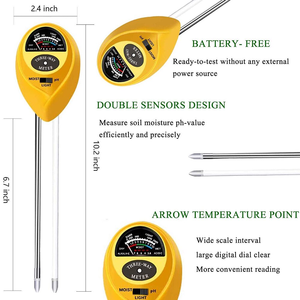 Bodem Ph Meter 3 In 1 Bodem Test Kits Met Vocht Licht Ph Tester Draagbare Voor Plant Tuin Test Tool