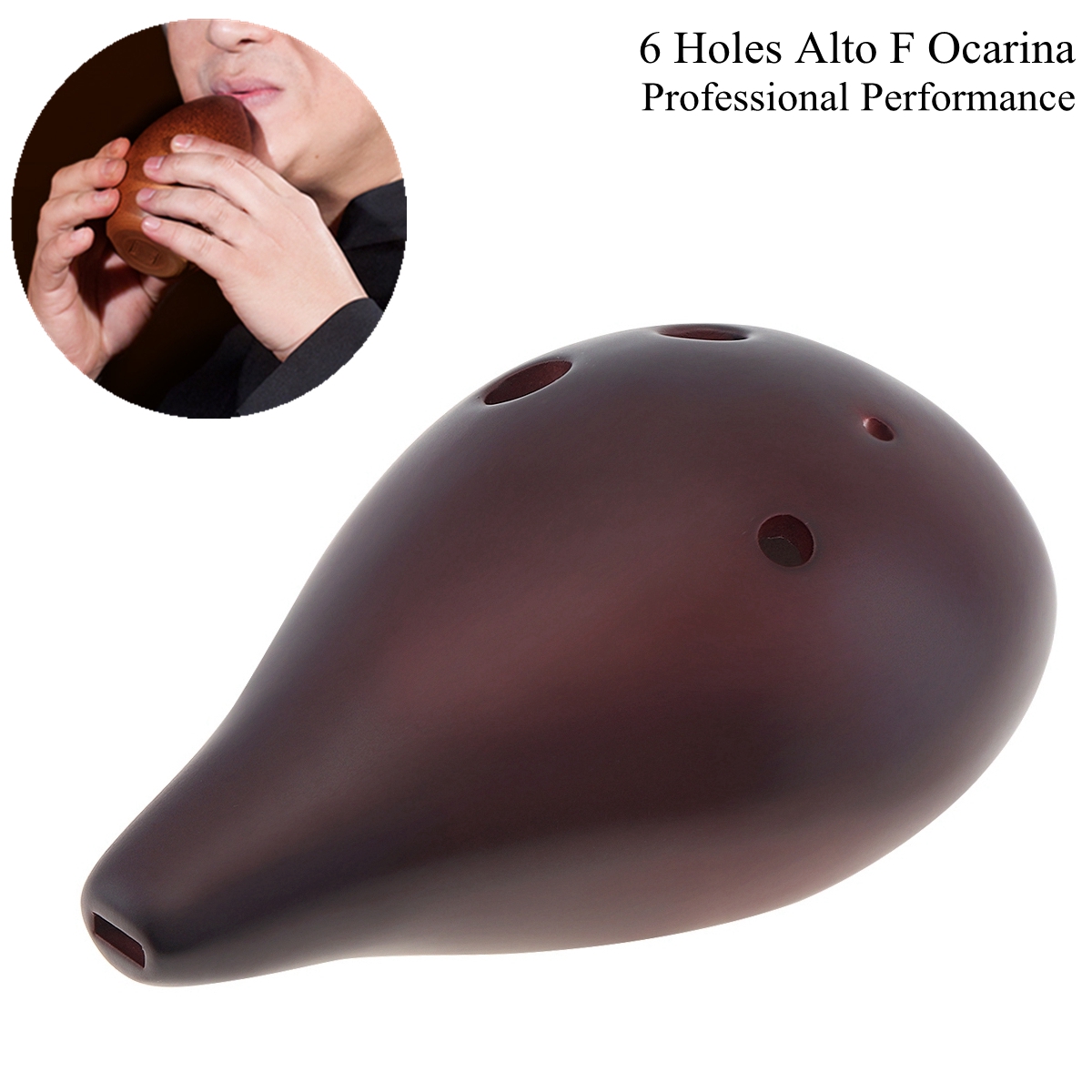 Alnicov 6 Fori Ocarina High C Ceramica Marrone Fumé Smaltata In - 8