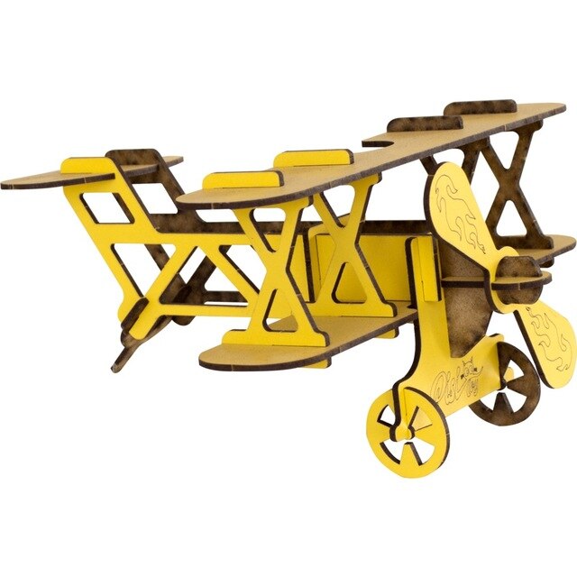 Houten Vliegtuig (Geel) Houten Speelgoed 424754901