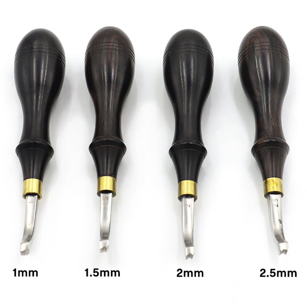 Leather Edge Creaser Leathercraft Edge Creasing Tool Leather Craft Hand Tools Leather Edge Tool with Wood Handle cold press