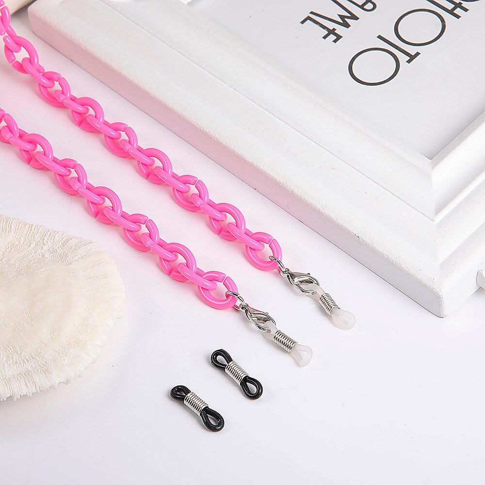 Skyrim 2022 Colorful Mask Chain Holder Hang on Neck Acrylic Glasses Chains Sunglasses Straps Eyewear Cord: rose red-silver