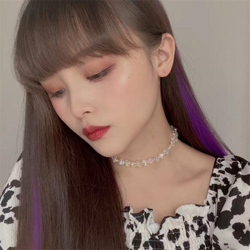 2020 Kpop Personalità di Modo Dolce Cuore in Acrilico Collana Girocolli punk Dei Monili A Catena Corta per La Ragazza Egirl BFF Incontri Estetico