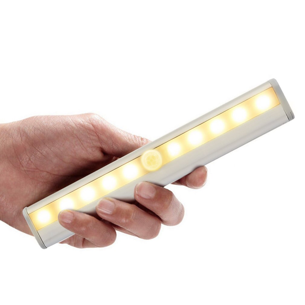 10 LED PIR Motion Sensor Closet Lamp LED Under Cabinet Light Auto On/Off For Kitchen Bedroom Wardrobe Lighting Night Lights: 10 LED warm white