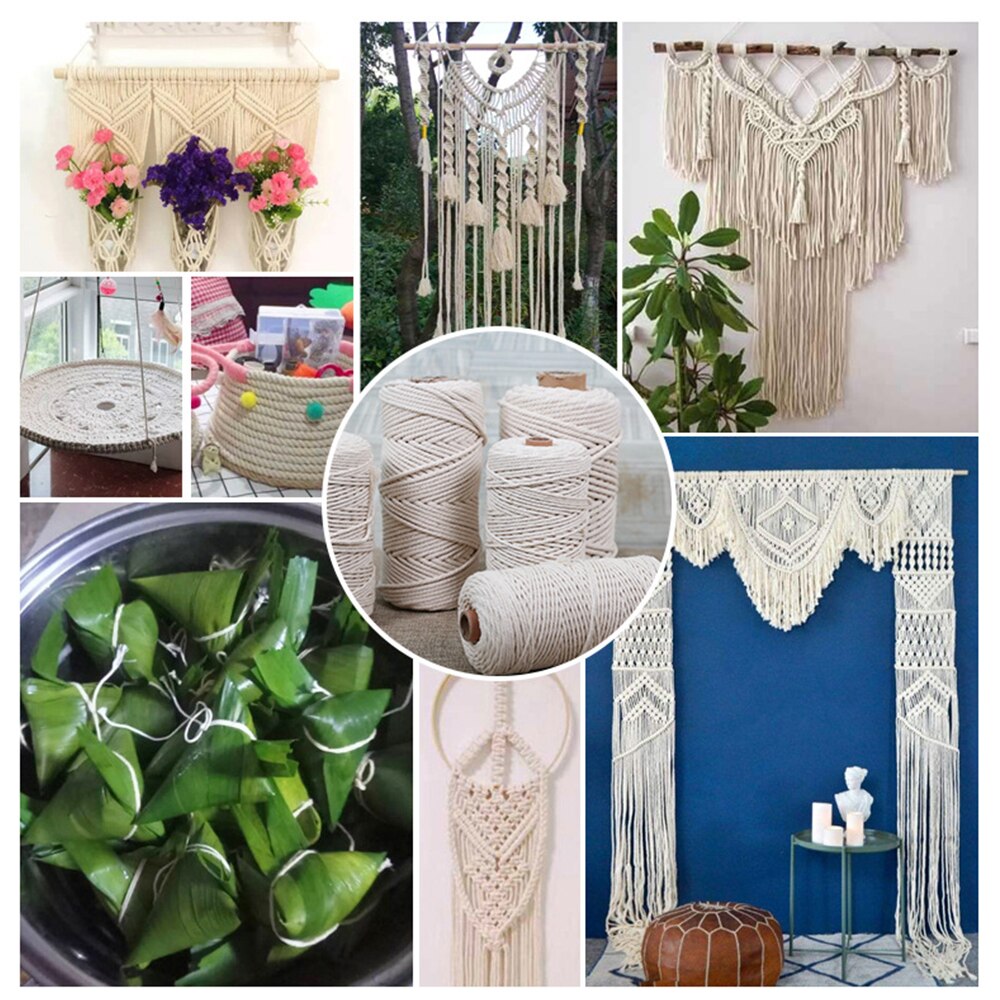 Cotton Cord Macrame Cotton Cord 2mm x 200m for Wall Hanging Dream Catcher For Wall Hangings Plant Hangers Wall Art Homewares