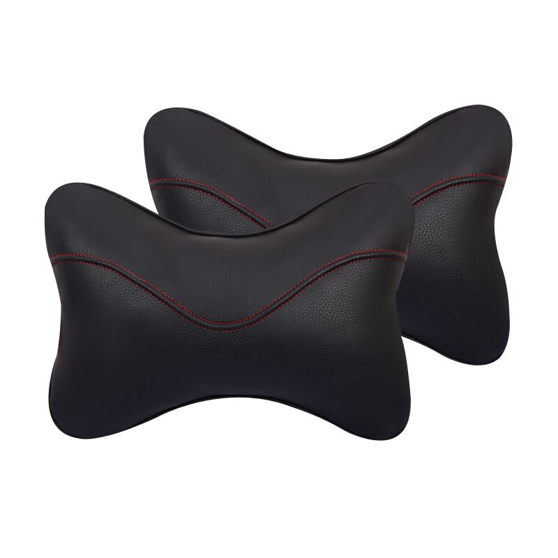 Reposacabezas de asiento de coche, cojín de descanso para el cuello, almohada de apoyo para la cabeza, relleno de algodón Pp con forma de hueso, 2 piezas: A black