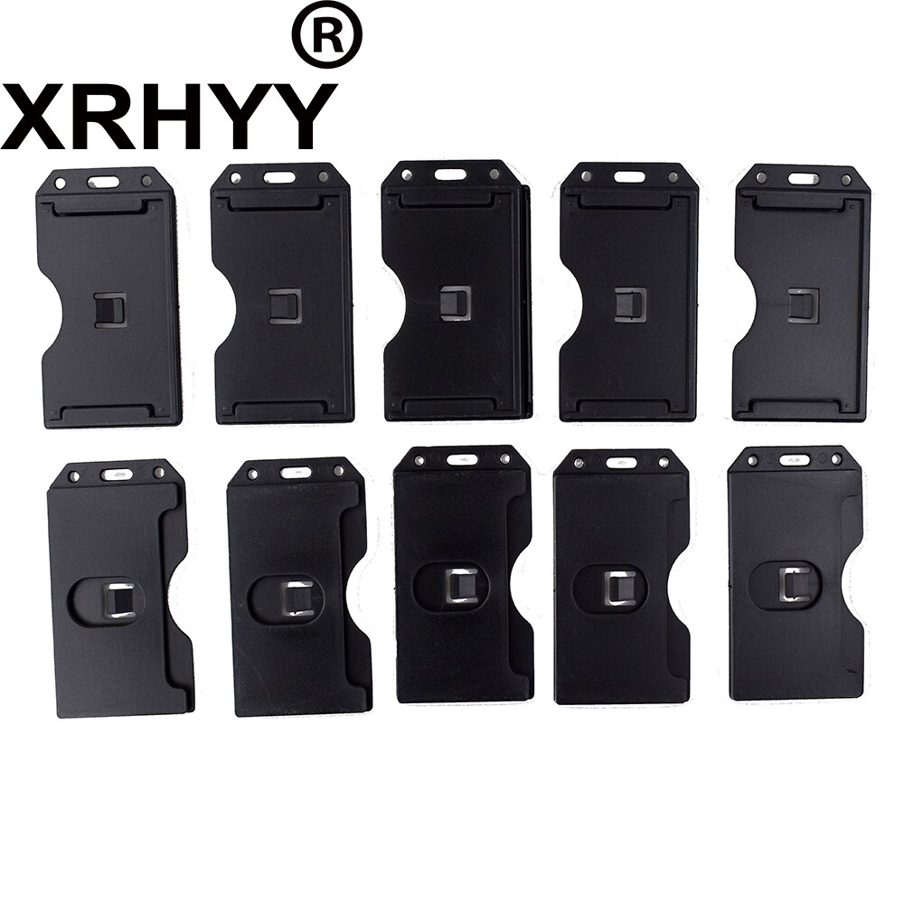 Pack of 10 Heavy Duty Rigid ID Badge Vertica Card Holders 2-Sided Open Faced Rigid ID Card Holder Business Name Card Organizer