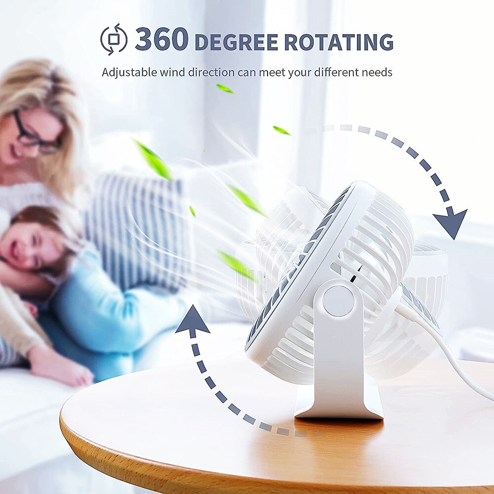 Draagbare Oplaadbare 3-Speed Verstelbare Persoonlijke Usb Bureau Ventilator Stille Desktop Bureau Ventilator Voor Office Home Outdoor Tent Stille fan