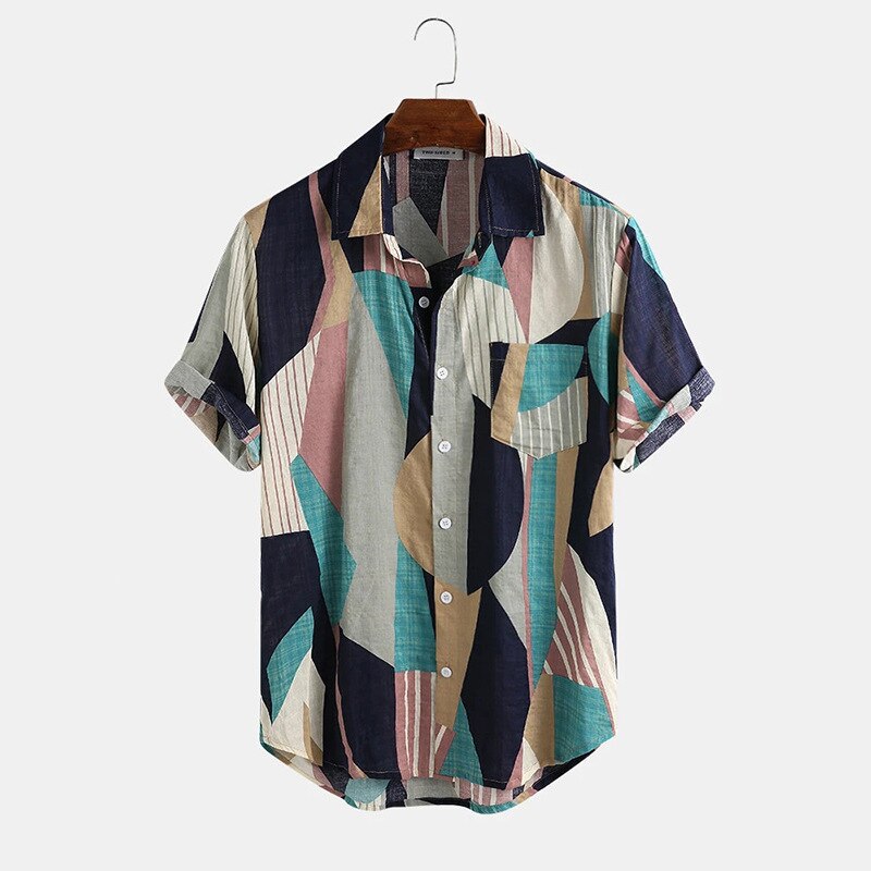 Bestverkochte product in heren multicolor casual overhemd met korte mouwen plus size camisas para hombre herenkleding: Blauw / Xxxl