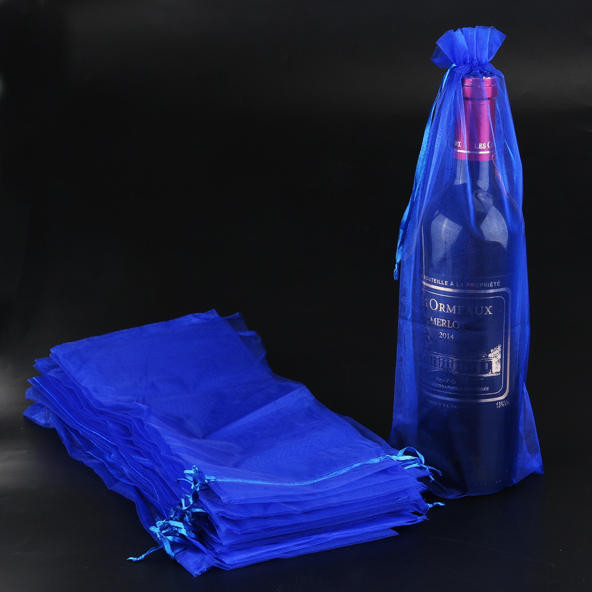 20 piezas de Organza pura para botellas de vino, bolsas de , decoraciones para de Navidad, bolsa organizadora, cubierta para botellas de vino