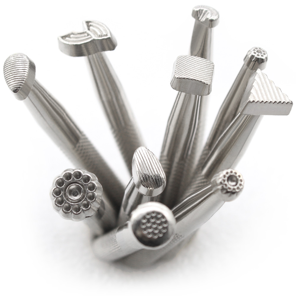 Kit d&#39;outils d&#39;estampage du cuir, 10 motifs différents, travail de bricolage, poinçon, sculpture, dessins à rayures,: 10PCS Set