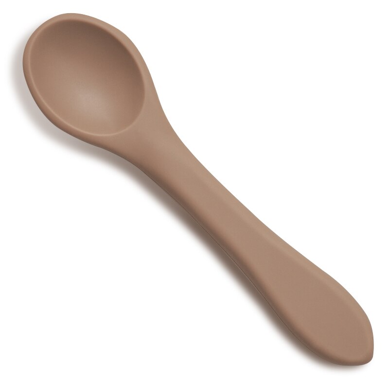 Certyfikat FDA niemowlę silikonowy podajnik łyżka przenośna łyżeczka robić herbaty dla dzieci chłopcy Girlsd jednolity kolor żywności łyżka maluch sztućce: Clay