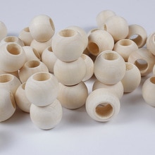 Accessoires de perles 10-40mm, boules amples, perles en bois à grand trou, perles rondes naturelles pour la fabrication de Bracelet collier bijoux