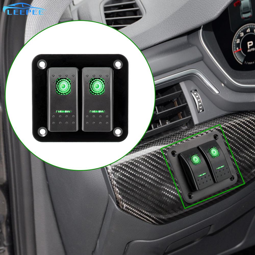 2 Gang Rocker Switch Panel for Car Marine Camper Caravans Travel Trailer LED Waterproof Switch Panel Circuit Breaker 12-24V