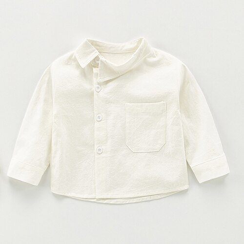 Kids Jas Tops Peuter Baby Meisjes Jongens Lange Mouwen Effen Pocket Shirt Kinderen Kleding Herfst Baby T-shirt: 203T14 White / 12m