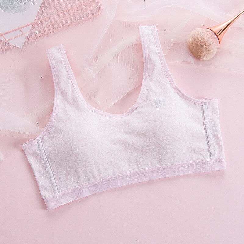 teenage underwear tops crop teens for girls training bra cotton small size padded 12/14/16 year old girls in underwear teen kids: Pink / M(32)