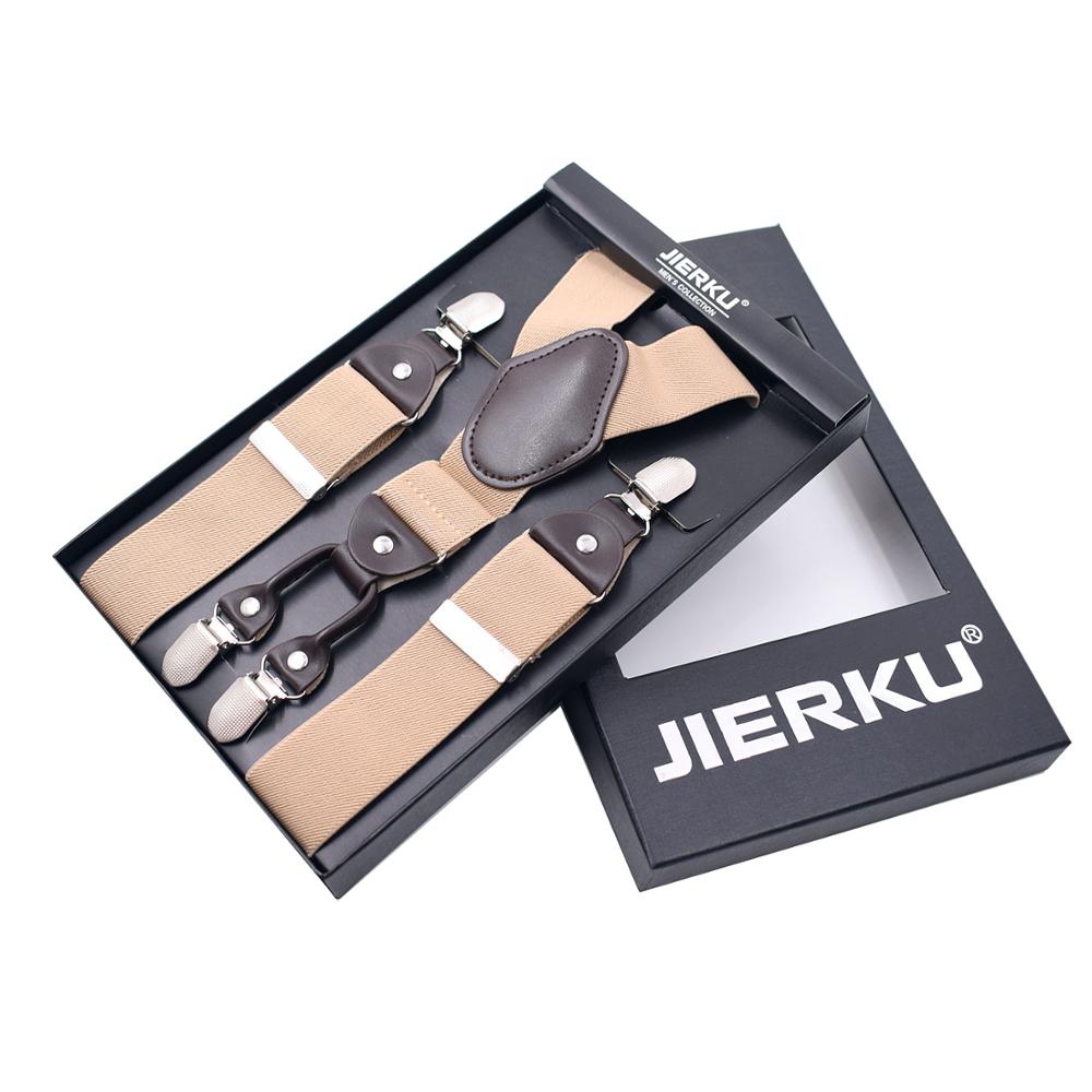 Windj heren bretels effen kleur 4 clip-on bretels elastisch 3.5cm: F06