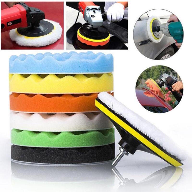Car Polishing Disc 11Pcs/Set Self-Adhesive Buffing Drill Pad Wool For Car Waxing Polisher Polishing Wheel Adapter Sponge D3U7