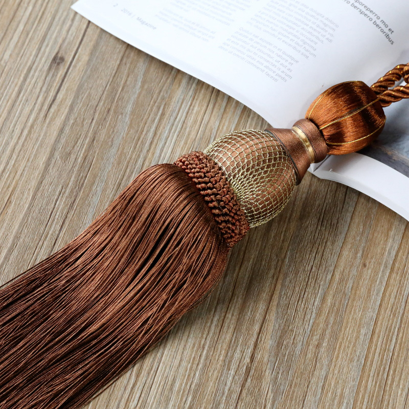 1pc Premium Gordijn Gesp Clips & Tiebacks - Zware Decoratieve Houders voor Gordijnen Moderne Kwasten (16 Kleuren): Bruin