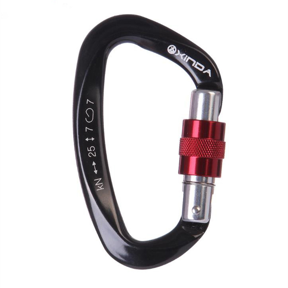 XINDA 25KN Mountaineering Caving Rock Climbing Carabiner D Shaped Safety Master Screw Lock Buckle Escalade Equipement: Navy Blue