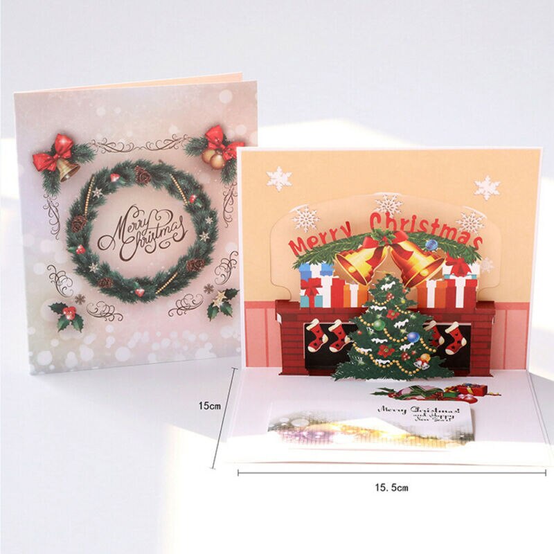 Happy Year 3D Christmas Tree Greeting card postcard Merry Xmas Pop up card children