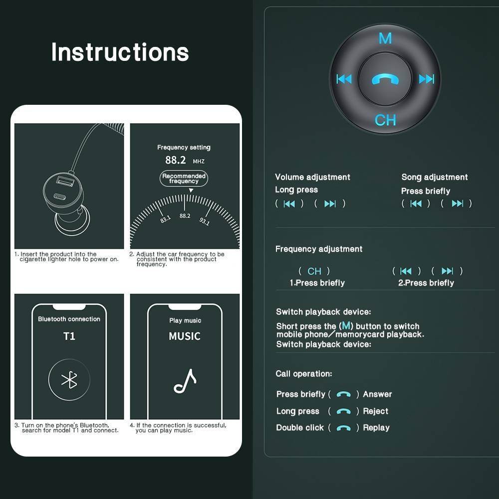 Fm Modulator Zender Bluetooth 5.0 Fm Radio Usb Car Charger Handsfree Car Kit Wireless Aux Audio Fm Zender