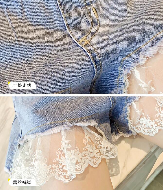 Baby Girls Denim Shorts Teenagers Summer Lace Short Pants Kids Beach Clothes Children's Shorts For Teenage Girls 4 6 8 10 12 14T
