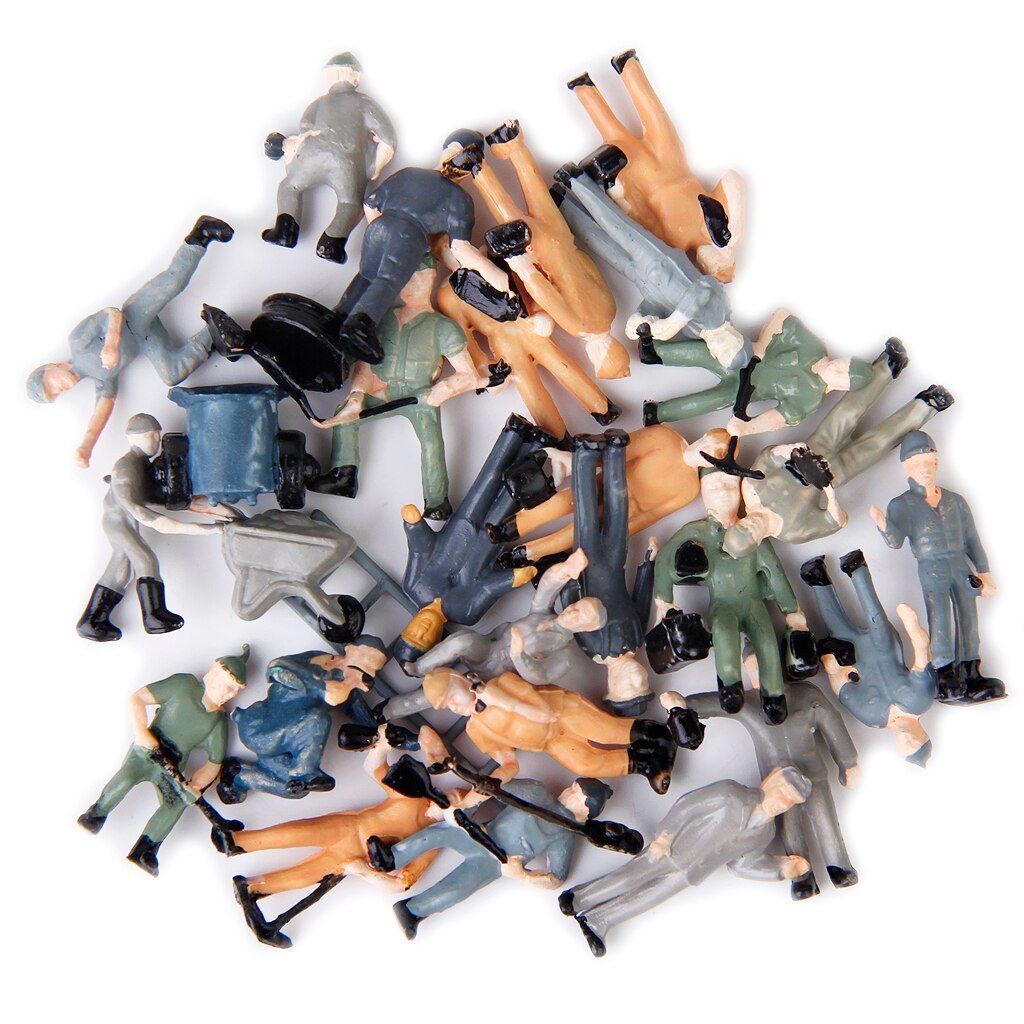 48x Figuren 1:87 H0 Arbeiter Bahnarbeiter für Bahngleise - unbemalt