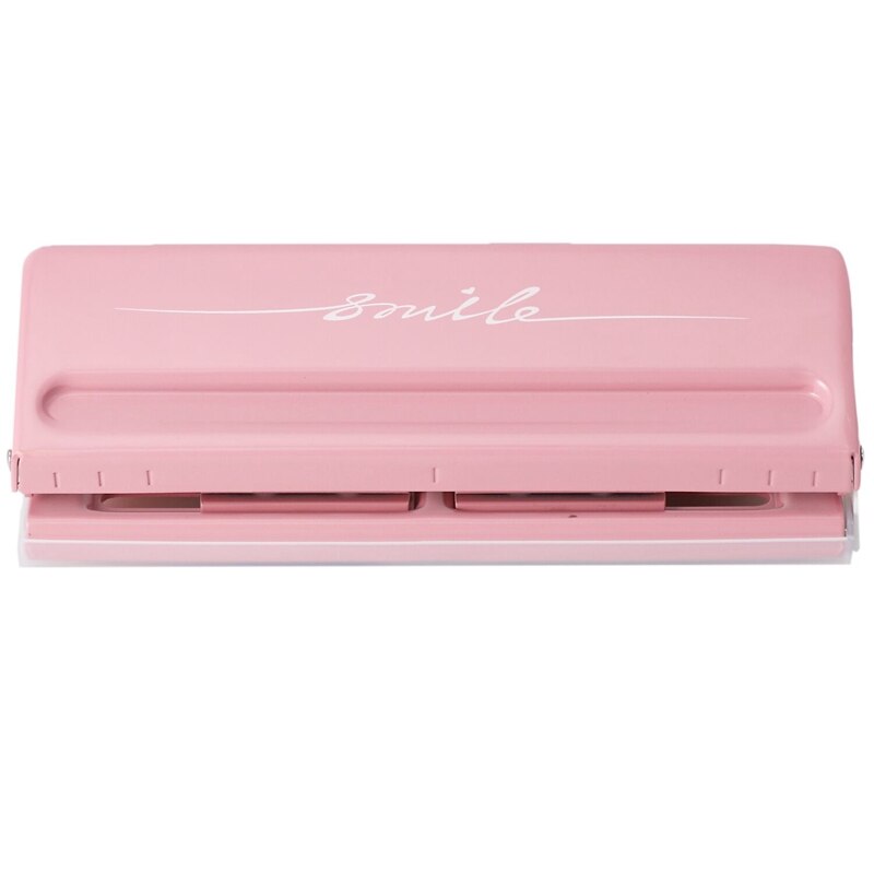 6 Hole Punch Loose-Leaf Standard Puncher Paper Adjustable Stapler Home Office Binding Supplies Student Stationery Equipment: Pink